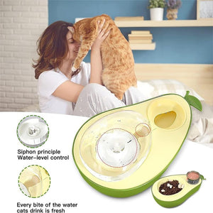 Automatic Drinking Water Bottle Pet Feeder Avocado Shape Kitten Slow Food Feeding Bowl Small Pets Feeder