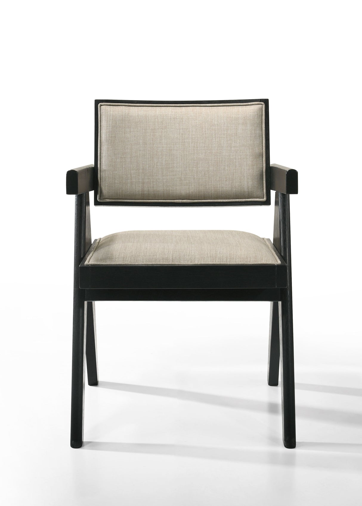 Jasper - Dining Arm Chairs With Upholstered Seat (Set of 2) - Ebony Black / Beige by Couch.com