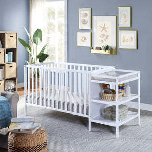 Palmer 3-in-1 Convertible Crib and Changer Combo, White