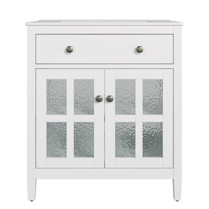 Bathroom Vanity With Ceramic Sink, Adjustable Shelf & Tip Out Tray