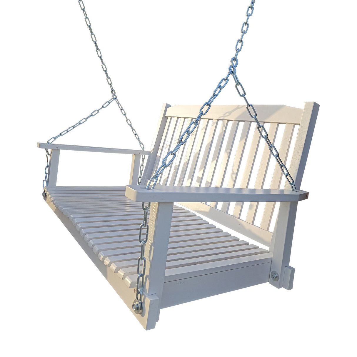 Front Porch Swing With Armrests, Bench Swing With Hanging Chains, For Outdoor Patio, Garden Yard - White by Couch.com