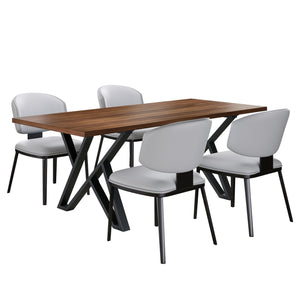 5 Pieces Modern Faux Leather And Metal Dining Set by Couch.com