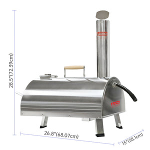 Pizza Oven Outdoor 12" Automatic Rotatable Pizza Ovens Portable Stainless Steel Wood Fired Pizza Oven Pizza Maker With Built-In Thermometer Pizza Cutter Carry Bag by Couch.com