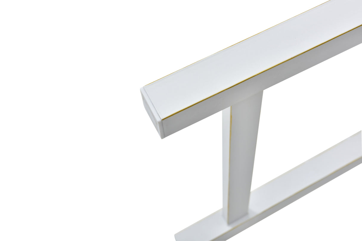 Outdoor Garden Patio Bench With Backrest And Armrest, Slatted Seat For Park, Yard & Porch, Balcony, Accommodates 2 - 3 People - White by Couch.com