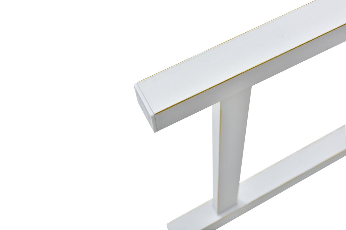 Outdoor Garden Patio Bench With Backrest And Armrest, Slatted Seat For Park, Yard & Porch, Balcony, Accommodates 2 - 3 People - White by Couch.com