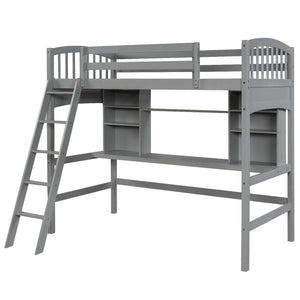 Loft Bed With Storage Shelves, Desk And Ladder by Couch.com