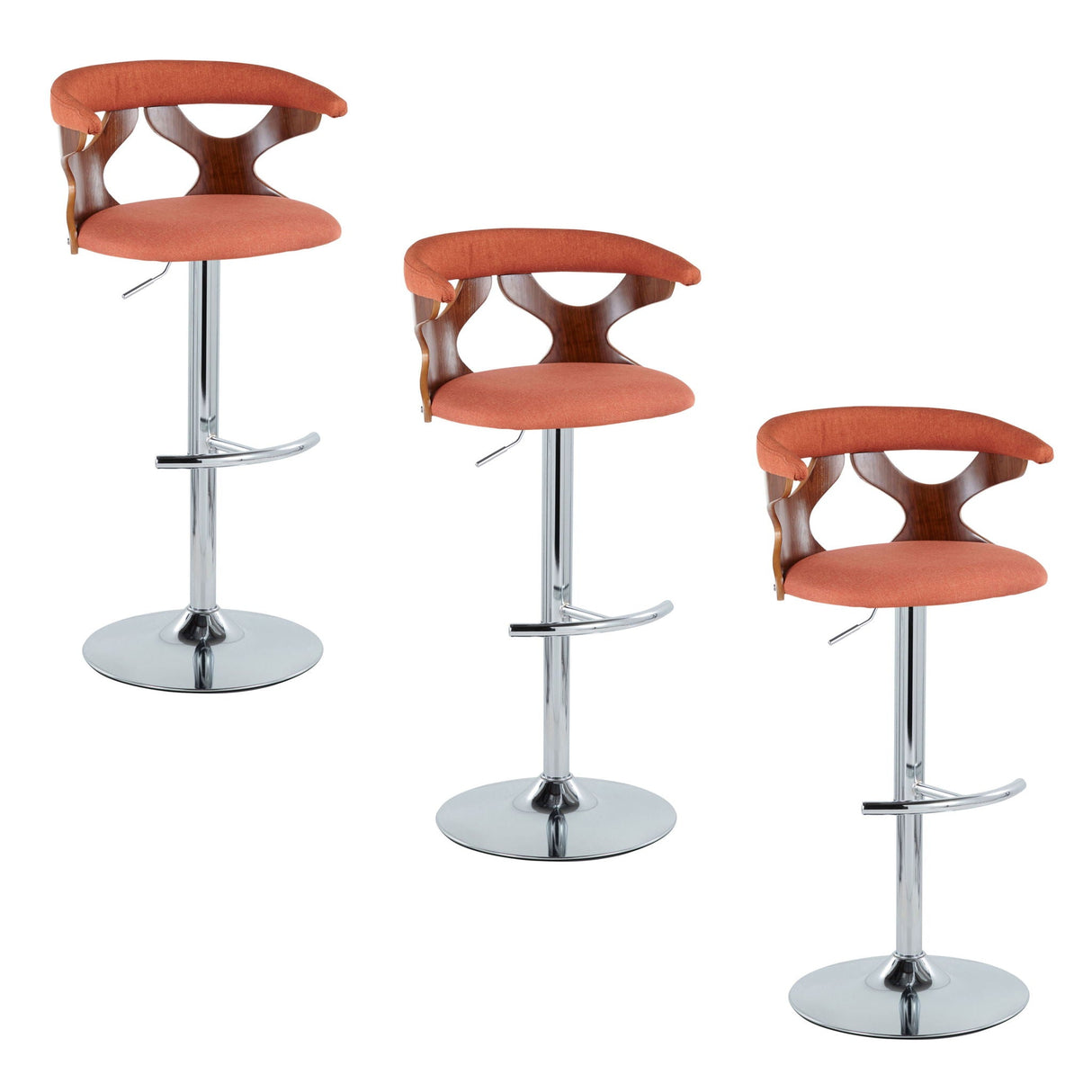 Gardenia - Mid Century Modern Adjustable Barstool With Swivel With Rounded T Footrest (Set of 2) by Couch.com