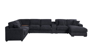 Celine - Chenille Fabric Corner Sectional Sofa With Right-Facing Chaise, Cupholders, And Charging Ports by Couch.com
