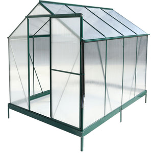 Polycarbonate Greenhouse, Heavy Duty Outdoor Aluminum Walk-In Green House Kit With Rain Gutter, Vent And Door For Backyard Garden by Couch.com