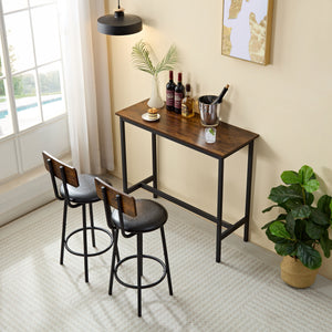 Soft Bag Bar Stool And Dining Table 3 Piece Set, Bar Chair With Backrest, Counter Bar Table, Small Square Table, Suitable For Kitchen - Antique Brown / Black by Couch.com