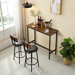 Soft Bag Bar Stool And Dining Table 3 Piece Set, Bar Chair With Backrest, Counter Bar Table, Small Square Table, Suitable For Kitchen - Antique Brown / Black by Couch.com