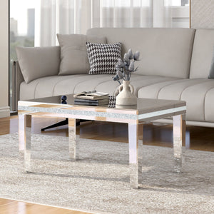 Fashionable Modern Glass MirroredTable With Crystal Design And Adjustable Height Legs by Couch.com