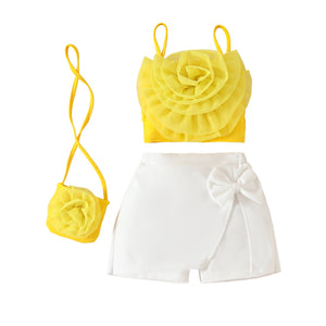 Girl's 3D Flower Pulling Strap Set