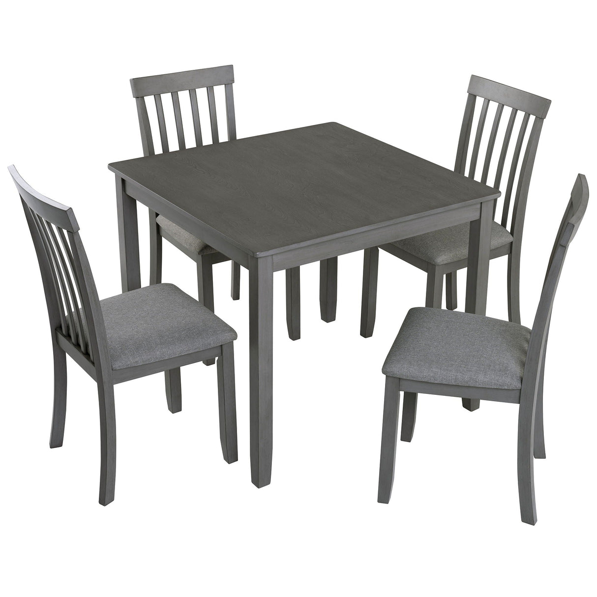 5 Piece Modern Dining Set, Square Wooden Dining Table With 4 Upholstered Chairs For Kitchen, Dining Room - Gray by Couch.com