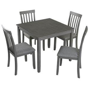 5 Piece Modern Dining Set, Square Wooden Dining Table With 4 Upholstered Chairs For Kitchen, Dining Room - Gray by Couch.com