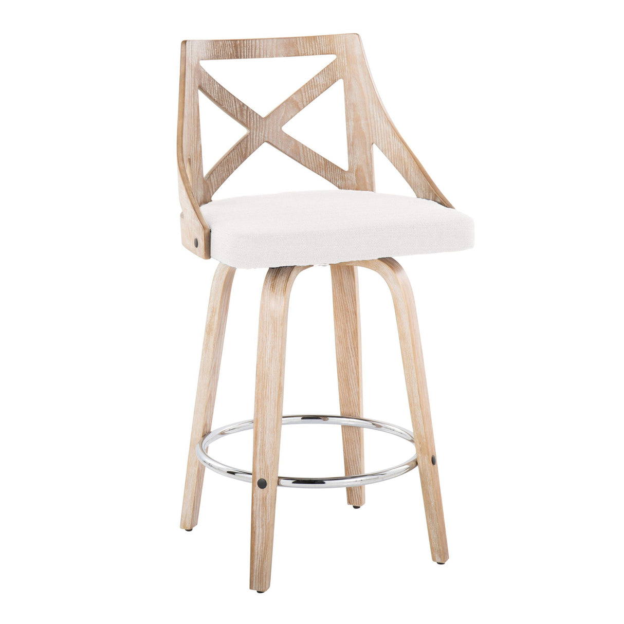 Charlotte - Farmhouse Fixed Height Counter Stool With Swivel And Round Footrest (Set of 2) by Couch.com