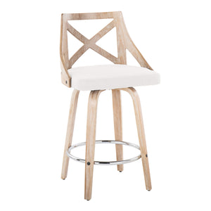 Charlotte - Farmhouse Fixed Height Counter Stool With Swivel And Round Footrest (Set of 2) by Couch.com