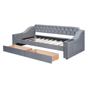 Upholstered Daybed With Storage Armrests And USB Port by Couch.com