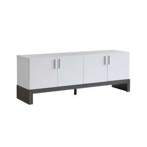 Side Credenza With 4 Doors, Storage Cabinets, TV Stand - White / Distressed Gray by Couch.com