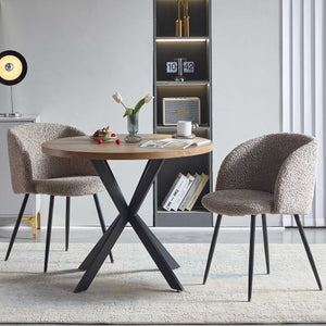 Adjust Legs Upholstered Teddy Faux Fur Dining Armrest Chair (Set of 2) by Couch.com