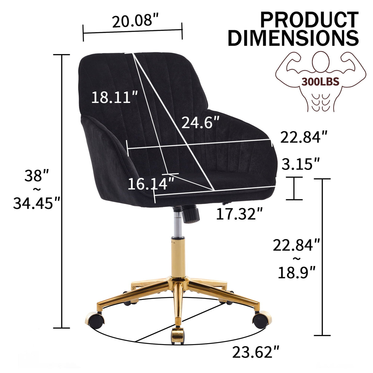 Adjustable Ergonomic Swivel Office Chair by Couch