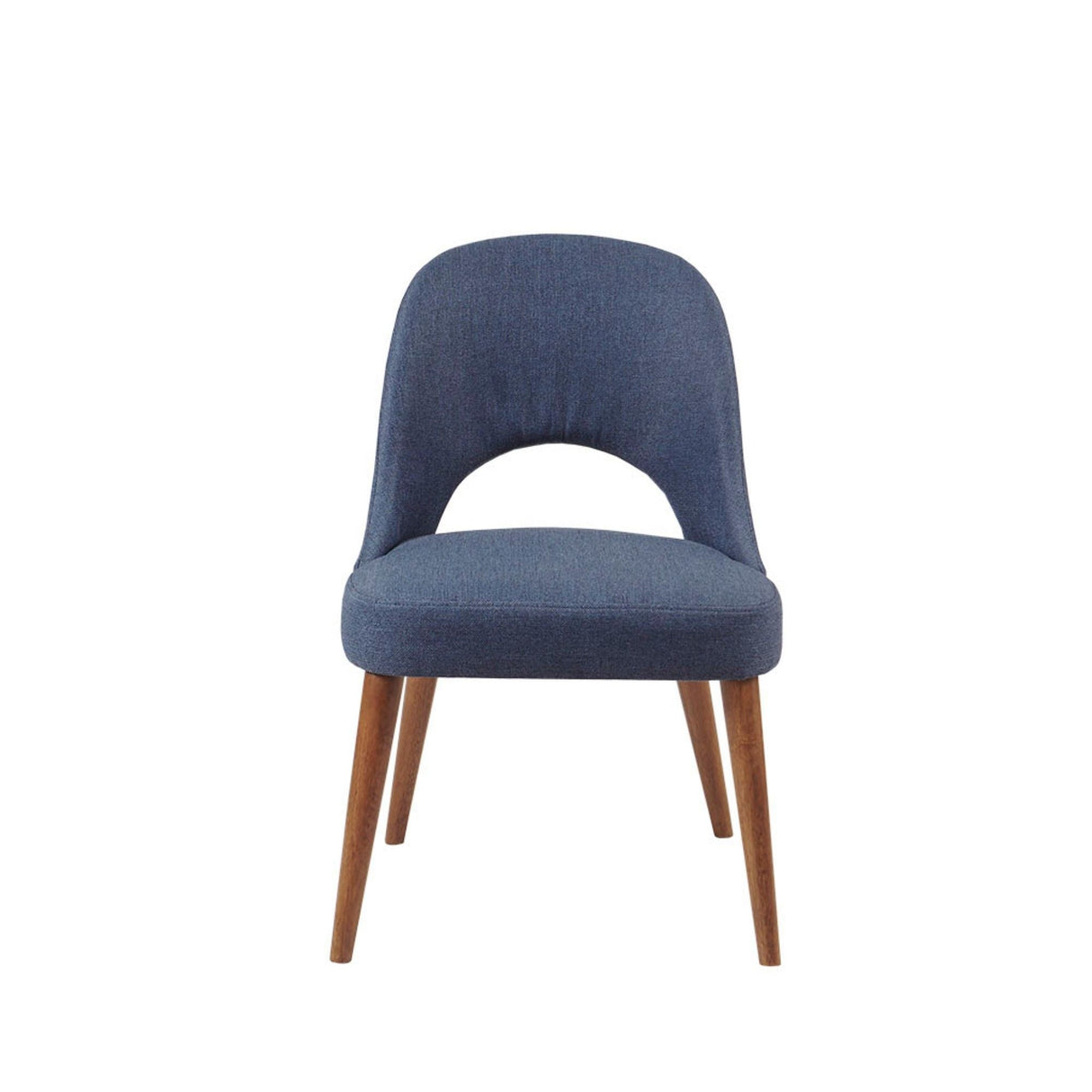 Dining Side Chair Upholstered Textured Fabric With Pecan Solid Wood Legs (Set of 2) - Navy by Couch.com