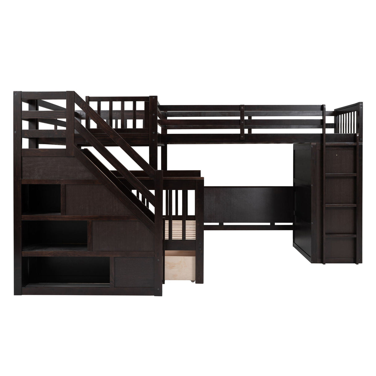 L Shaped Bunk Bed With 3 Drawers, Portable Desk And Wardrobe by Couch.com
