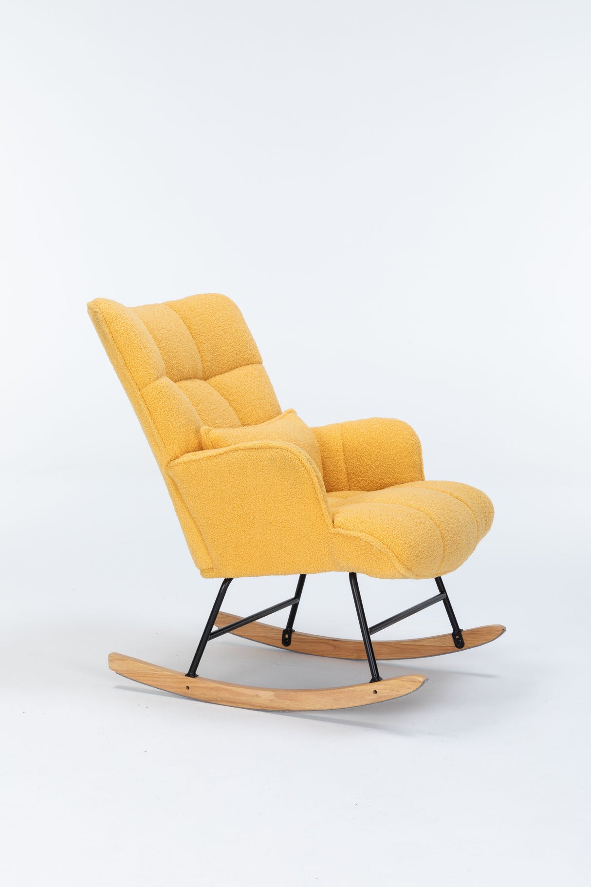 Couch.com Rocking Chair Nursery, Teddy Upholstered Glider Rocker With High Backrest, Reading Chair Modern Rocking Accent Chairs Glider Recliner For Living Room Yellow, Durable Design by Couch.com