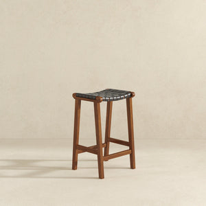 James - Mid-Century Modern Genuine Leather Counter Stool by Couch.com