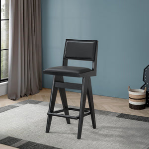 Couch.com Keira Bar Stool (Set of 2) Black, Set of 2, Durable Design, Faux Leather Construction, Black Finish by Couch.com