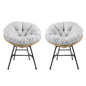 Couch.com Palos Outdoor Wicker Lounge Chair (Set of 2) Brown / Light Gray, Set of 2, Durable Design, Weather-Resistant, Fabric Construction, Gray Finish by Couch.com