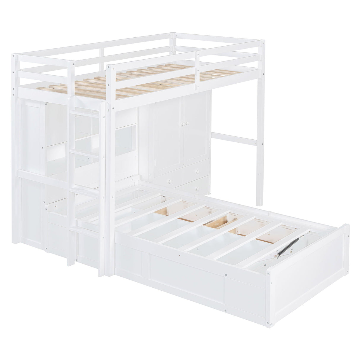 Bunk Bed With Drawers, Wardrobe, Storage Shelves And Hydraulic by Couch.com