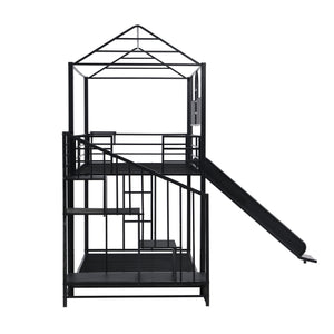 Twin Over Twin Metal Bunk Bed With Slide And Steps by Couch.com