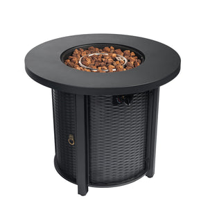 30" Propane Round Fire Table 40000Btu Propane Fire Pit Table - Black by Couch.com
