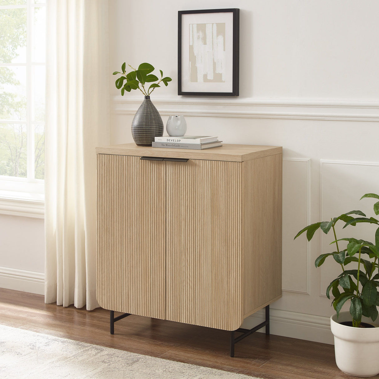 Modern Scandi Fluted Door Storage Console - Coastal Oak by Couch.com