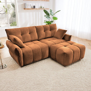 Elegant Sofa Set With Ottoman And Pillows, Textured Chenille, High Resilience Cushions by Couch.com