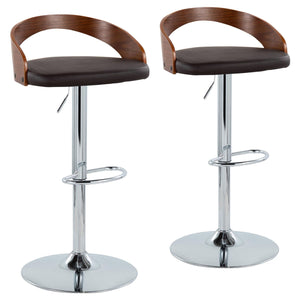 Grotto - Mid Century Modern Adjustable Height Barstool, Swivel With Oval Footrest (Set of 2) by Couch.com