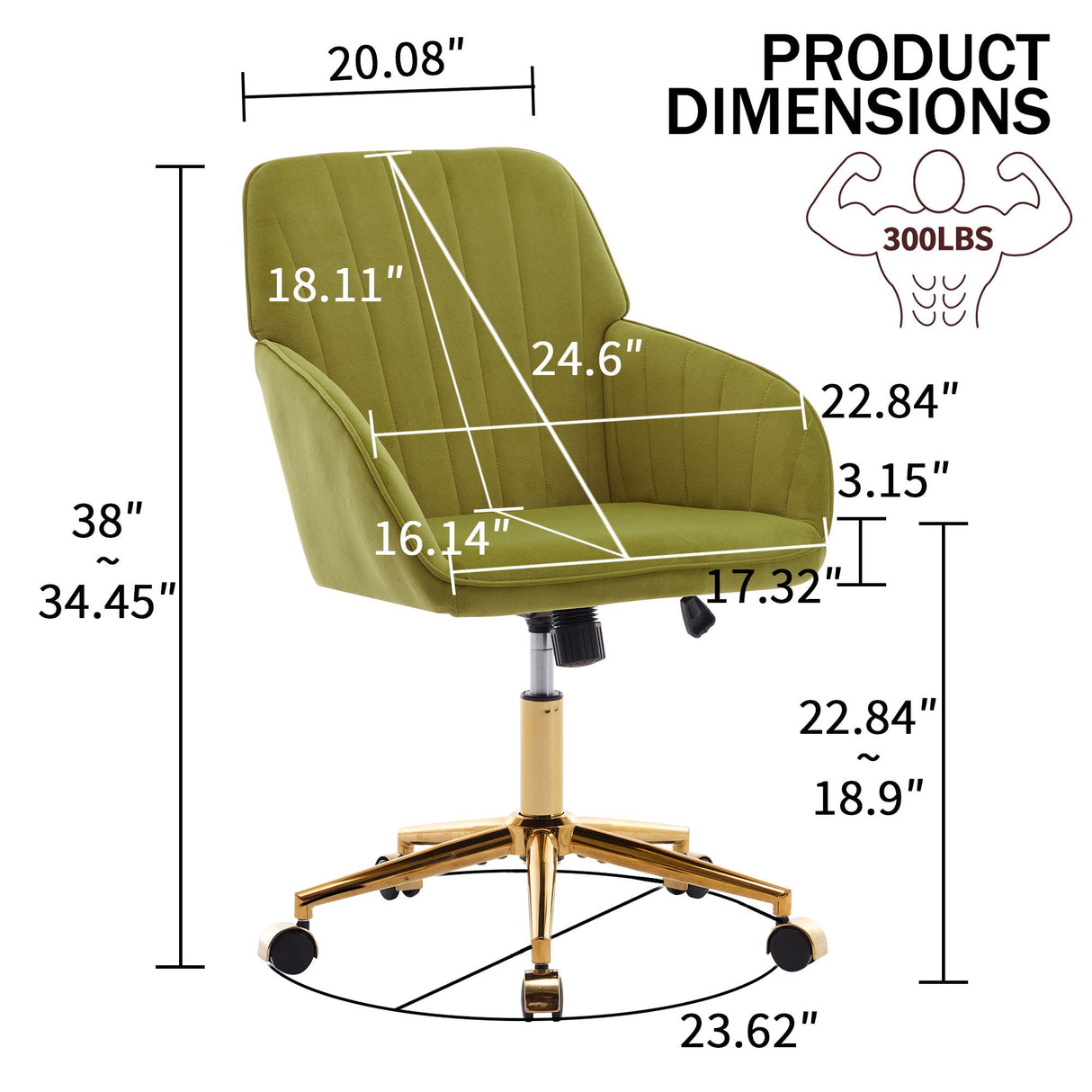 Adjustable Ergonomic Swivel Office Chair by Couch.com