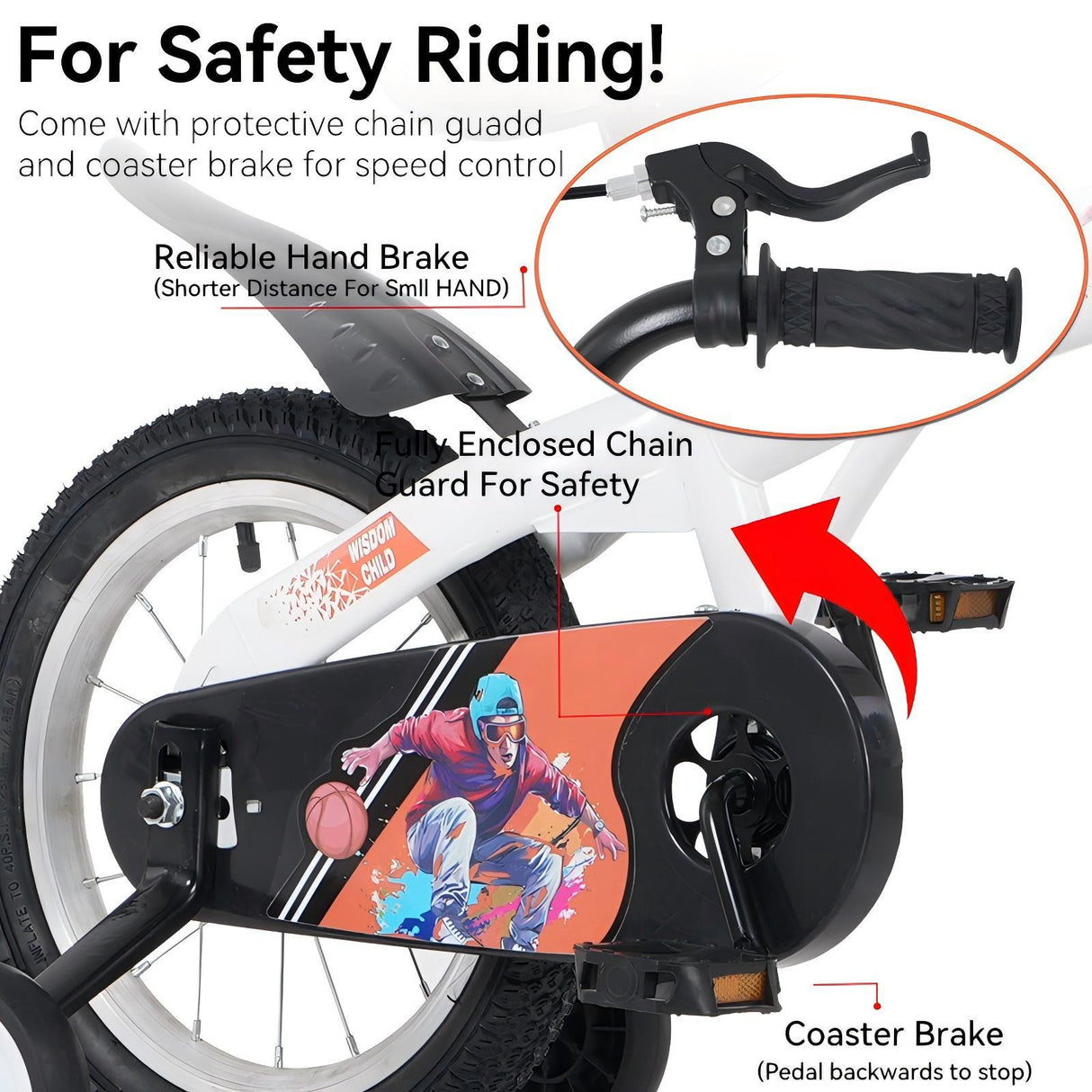 Fkznpj - 16" Sporty Kids Bike With Training Wheels And Stand Adjustable Saddle Suitable For Boys And Girls Aged 4 - 8 Years Tall Height 41 - 46" Available In A Variety Of Colors by Couch.com