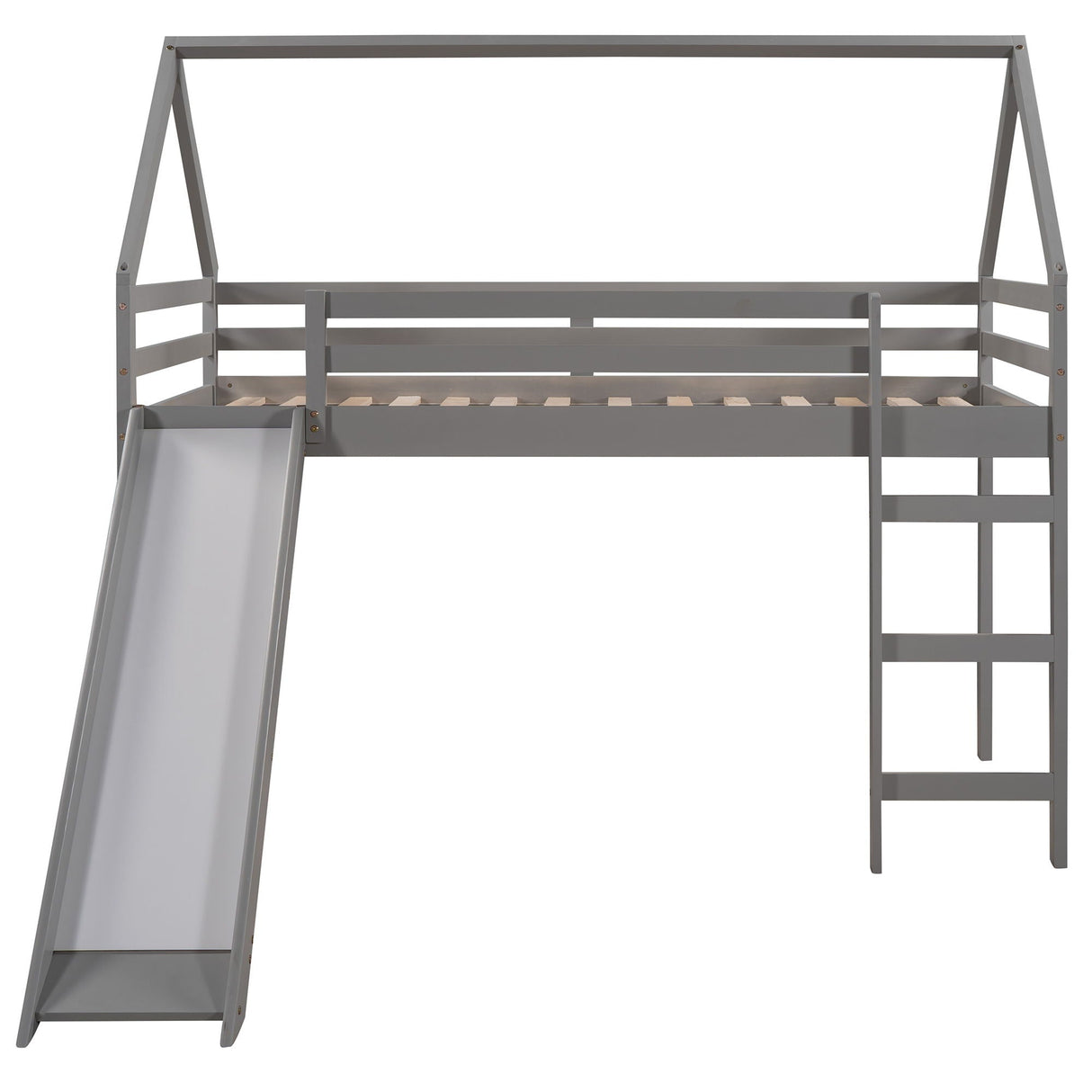 Twin Size House Loft Bed With Slide - Gray by Couch.com