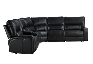 Saul - Power Recliner Sectional Sofa With USB Port Cupholder Console by Couch.com