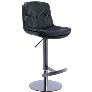 Swivel Bar Stool, Black Titanium Stainless Steel Base And Footrest, Grade, Faux Leather Bar Chair With Backrest by Couch.com