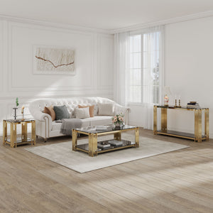 Square End Table With Tempered Glass Top For Living Room by Couch.com