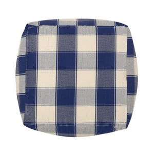 Connor - Checkered Square Pouf Ottoman And Floor Cushion - Ivory / Navy by Couch.com