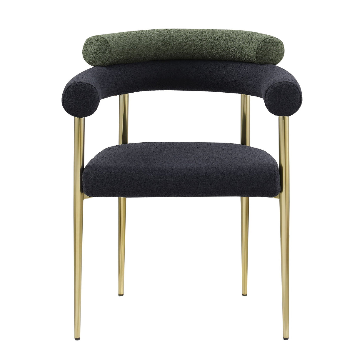 Dining Chairs (Set of 2), Mid-Century Modern Dining Chairs, Kitchen Dining Room Chairs, Round Boucle Backrest Sherpa Dining Chair With Brushed Bronze Metal Legs by Couch.com