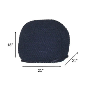 Semi Rounded Pouf Cable Knitted Perfect Seating