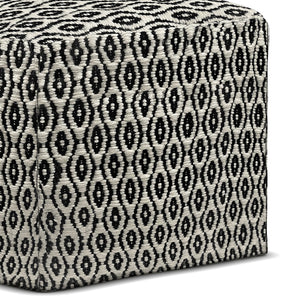 Kiana - Square Woven Outdoor / Indoor Pouf - Black / White by Couch.com