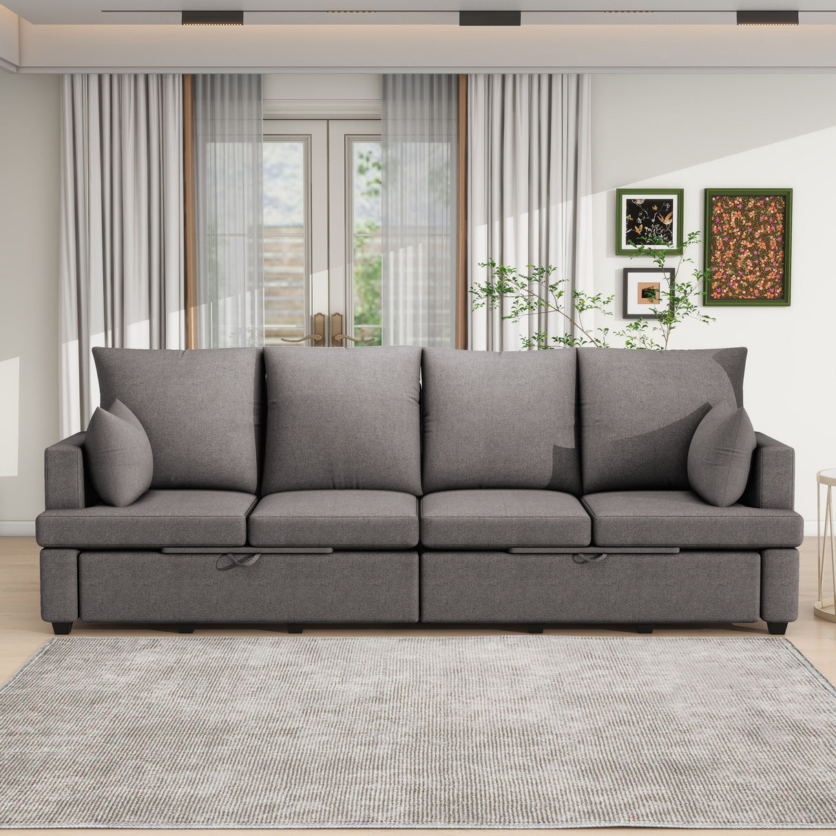 4 Seat Chenile Sectional Sofa Set With 2 Pilows, Freely Combinable by Couch.com