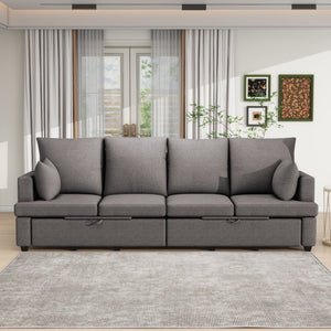 4 Seat Chenile Sectional Sofa Set With 2 Pilows, Freely Combinable by Couch.com