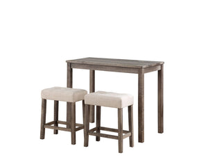 Lux - 3 Piece Counter Height Pub Table With Tufted Linen Stools (Set of 3) by Couch.com